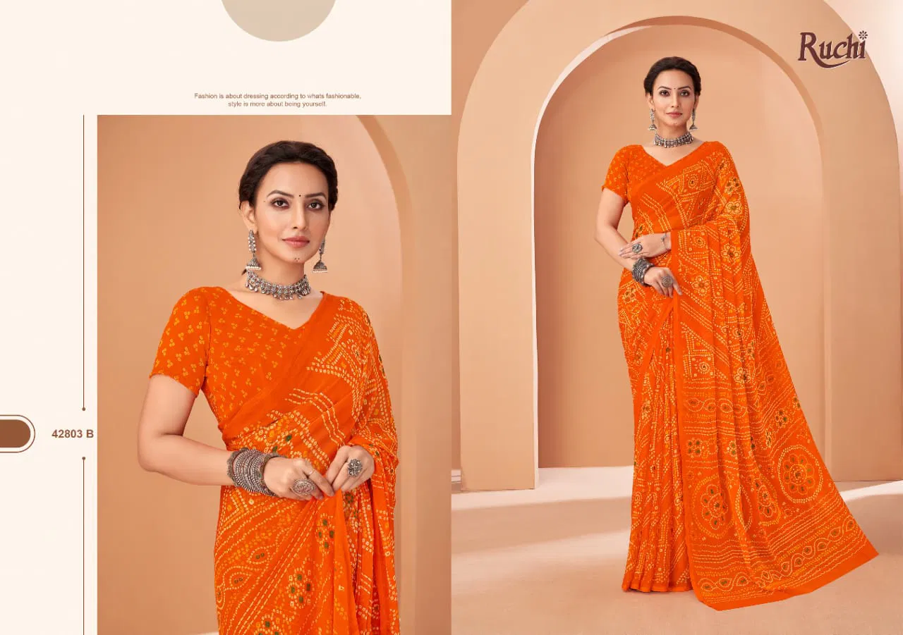Star Chiffon 195 By Ruchi Chiffon Daily Wear Sarees Wholesale Market In Surat With Price